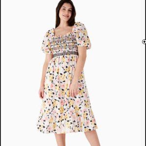 Kate Spade Lily Blooms Smocked Midi Dress - Medium
